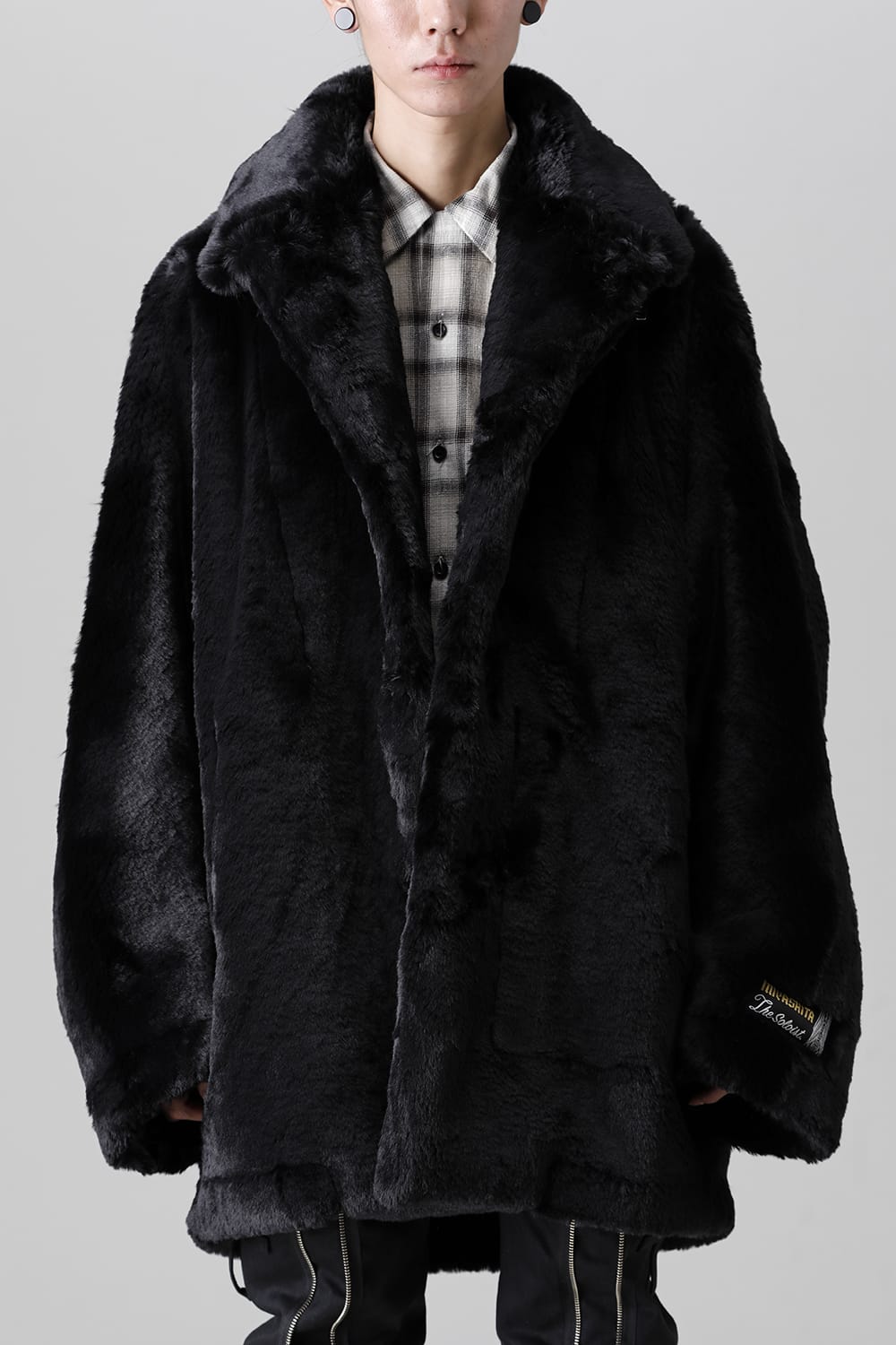 double zip balloon shaped faux fur coat