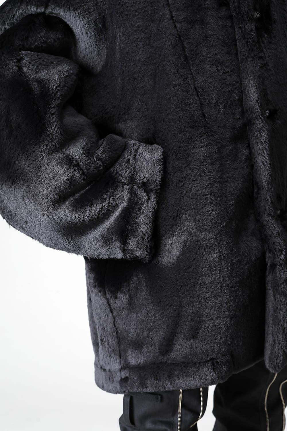 double zip balloon shaped faux fur coat