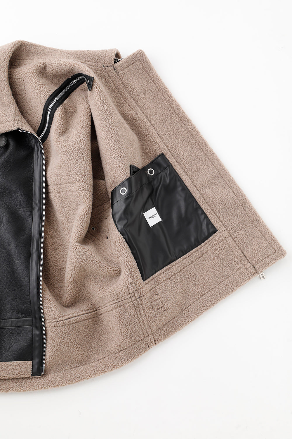 double zip balloon shaped faux mouton flight jacket