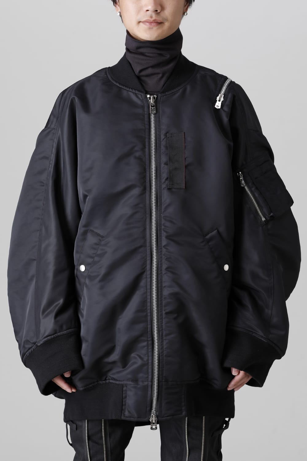 double zip balloon shaped bomber jacket