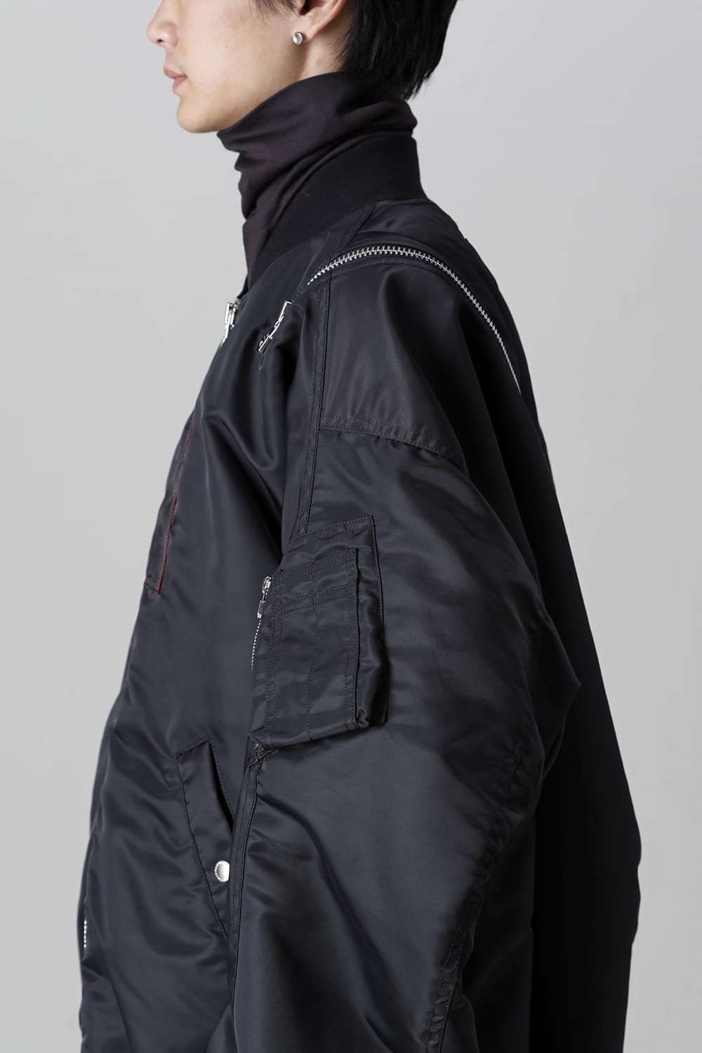 double zip balloon shaped bomber jacket