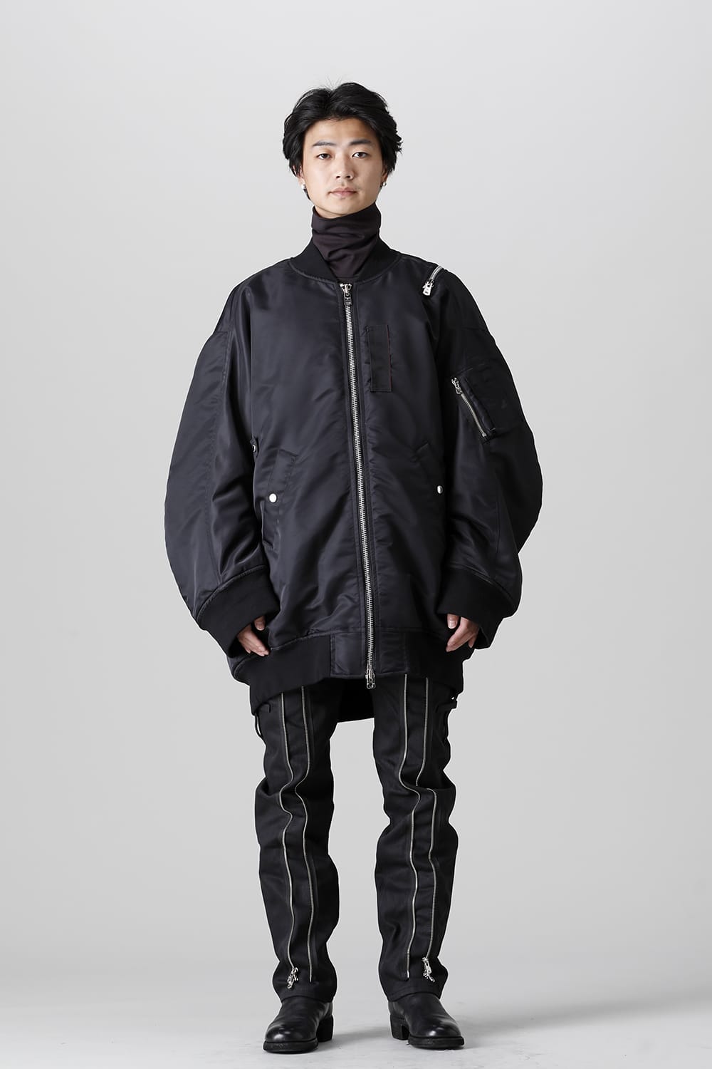 double zip balloon shaped bomber jacket