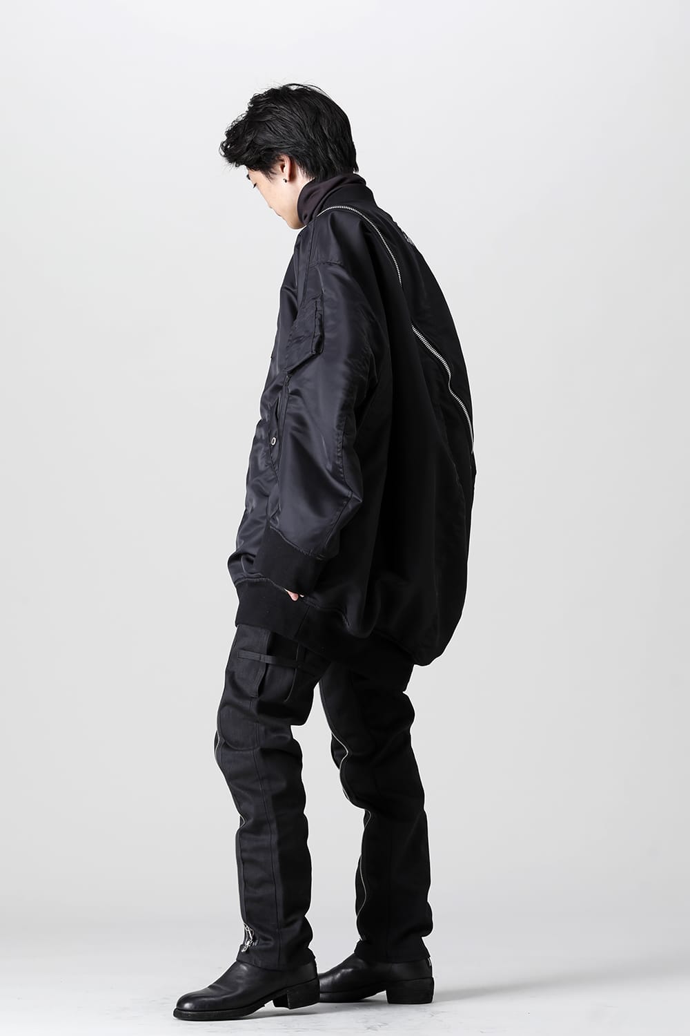 double zip balloon shaped bomber jacket