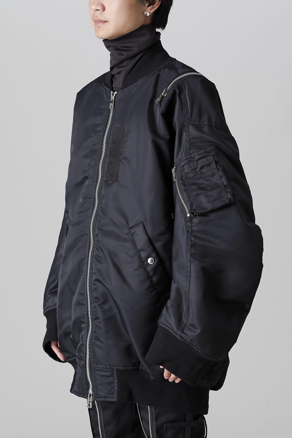double zip balloon shaped bomber jacket