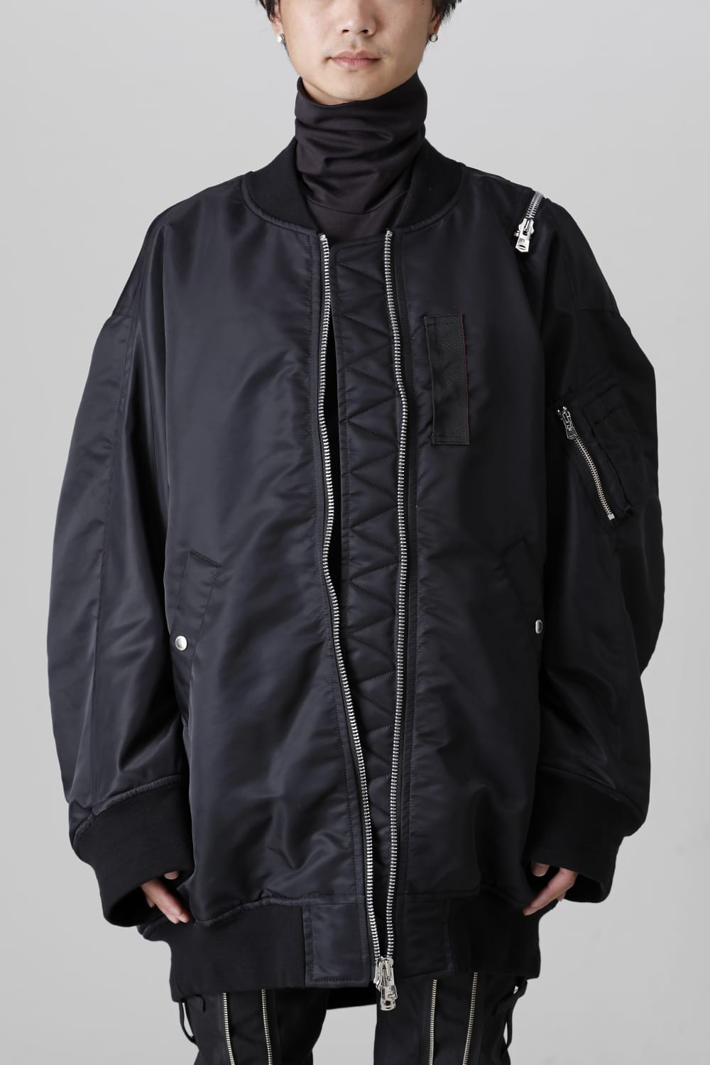 double zip balloon shaped bomber jacket