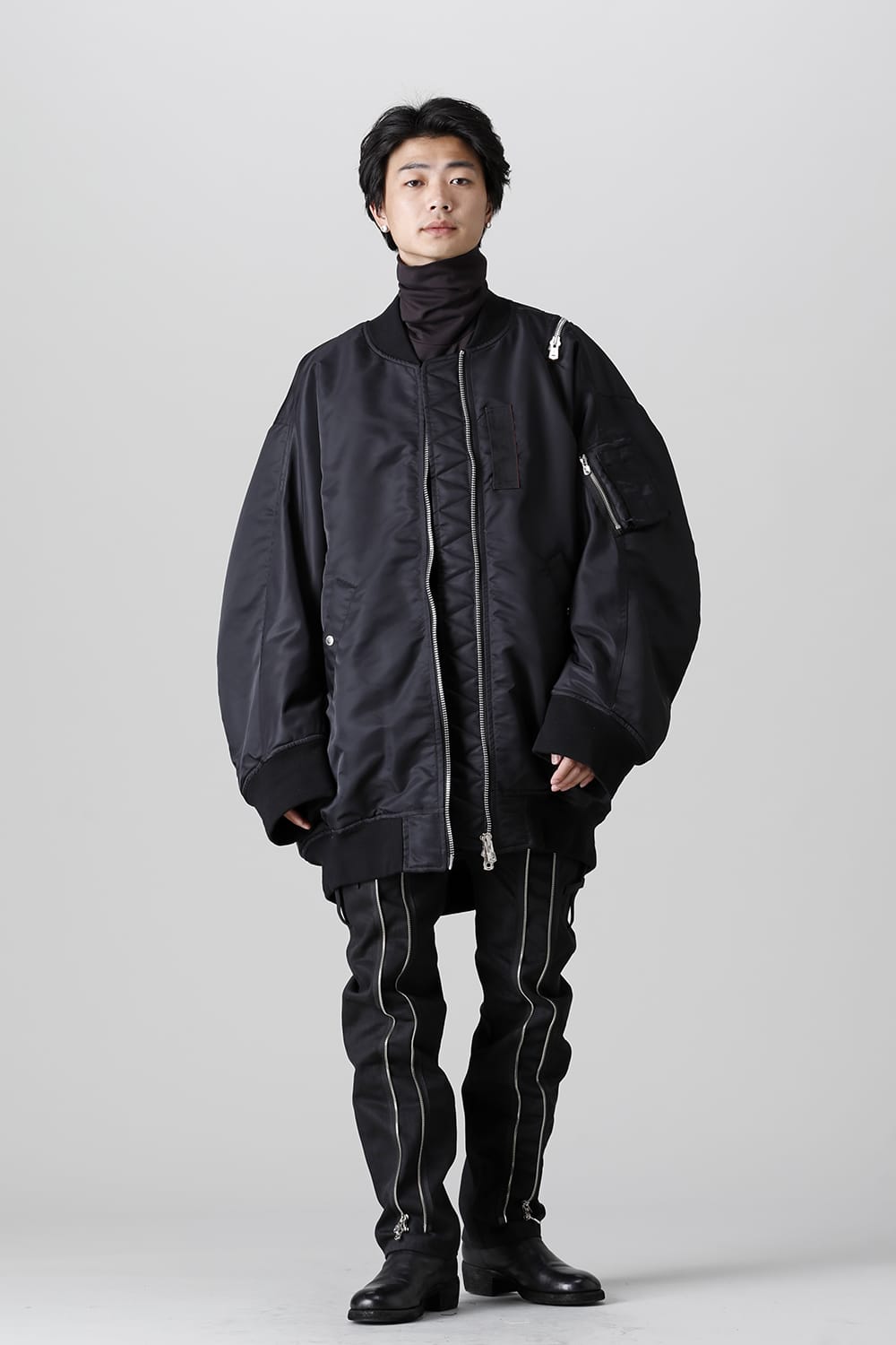 double zip balloon shaped bomber jacket