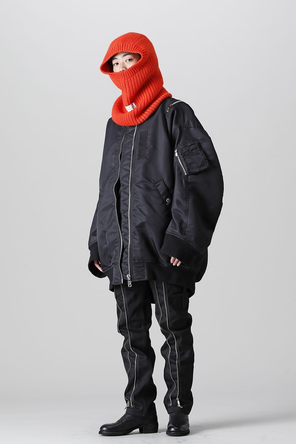 double zip balloon shaped bomber jacket