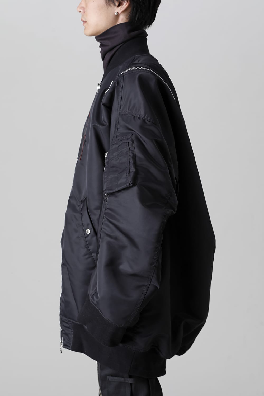 double zip balloon shaped bomber jacket