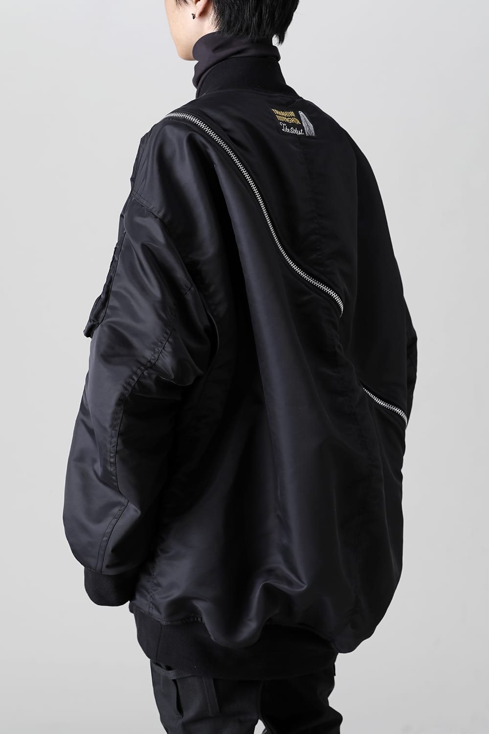 double zip balloon shaped bomber jacket