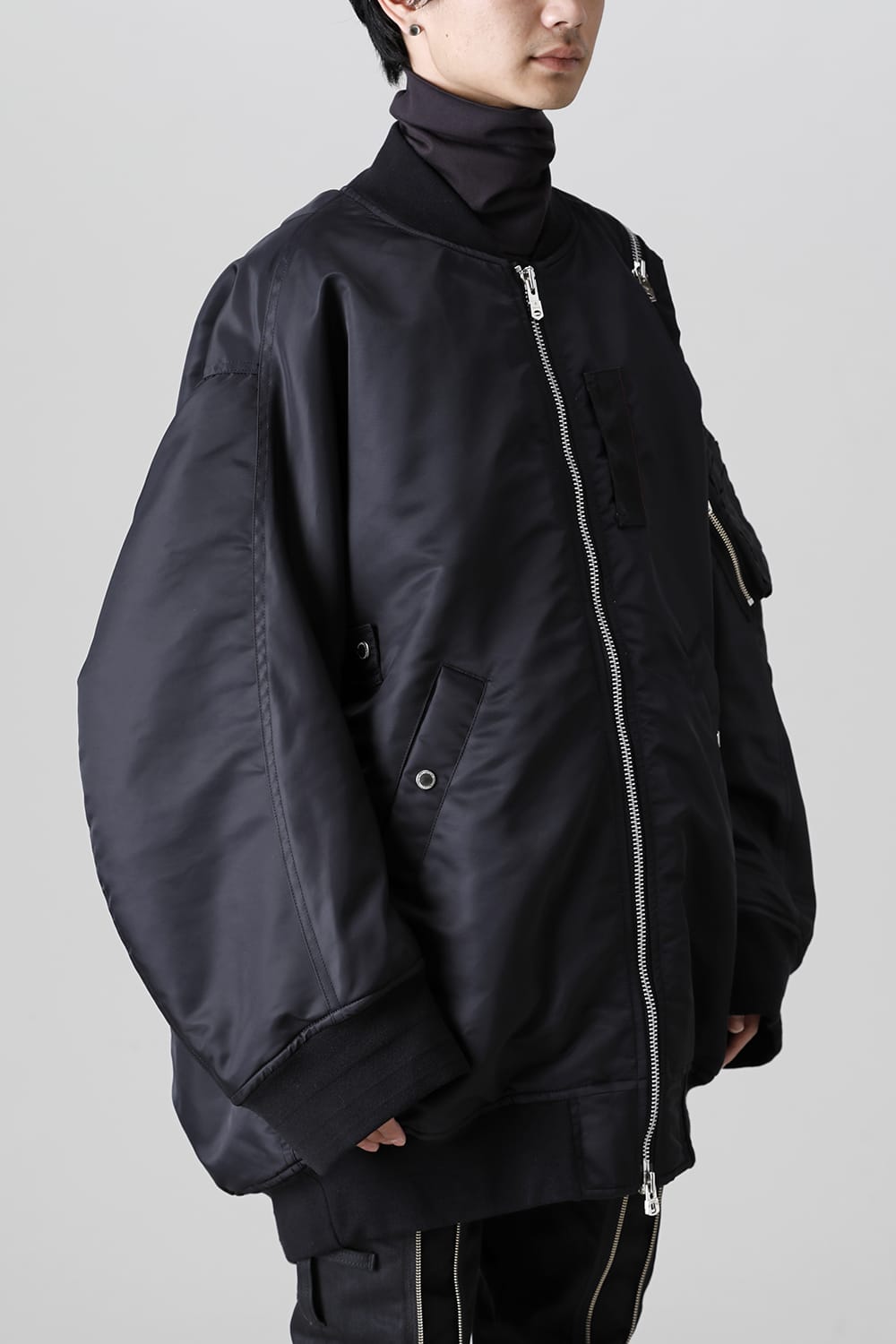 double zip balloon shaped bomber jacket