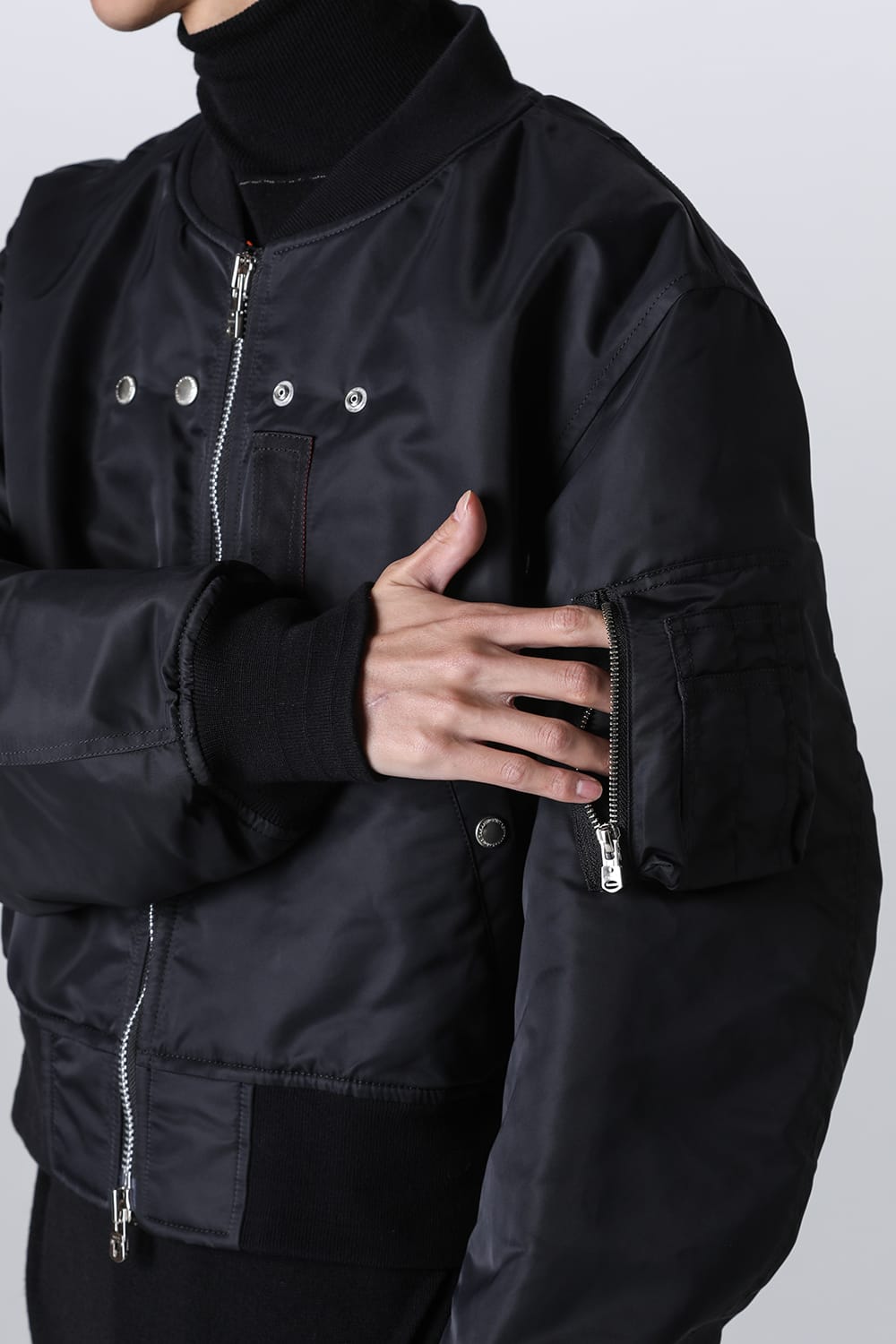 two-way cropped  bomber jacket.