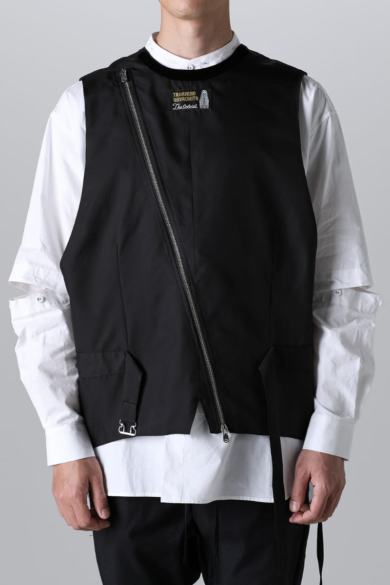 new two-way zip reverse odd vest.(solid)