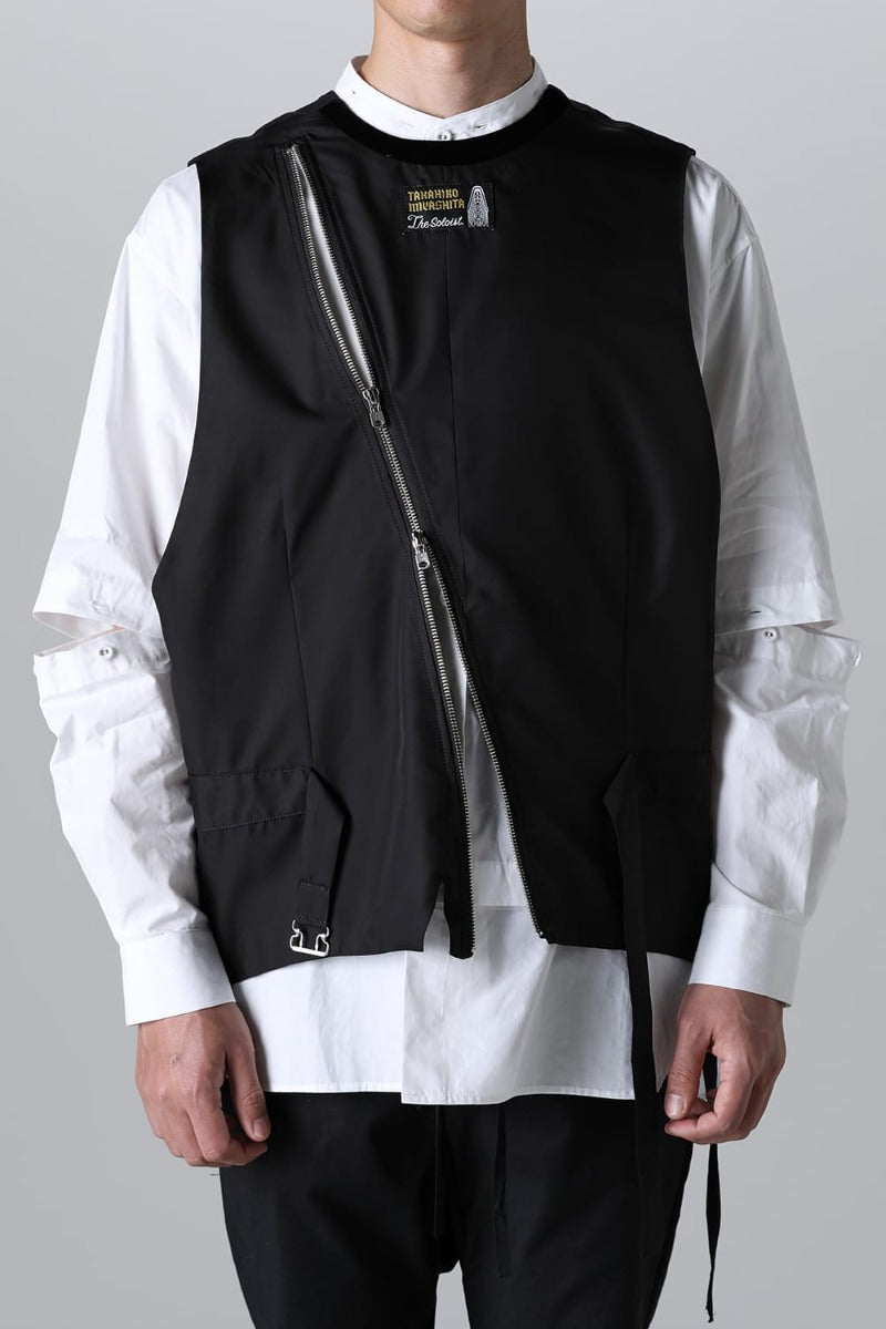 new two-way zip reverse odd vest.(solid)
