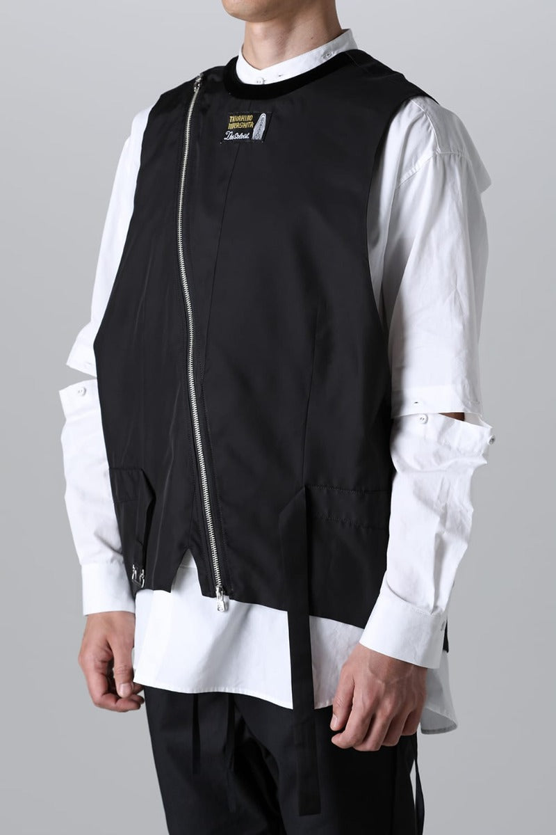 new two-way zip reverse odd vest.(solid)