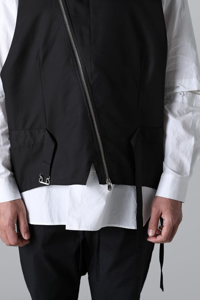 new two-way zip reverse odd vest.(solid)