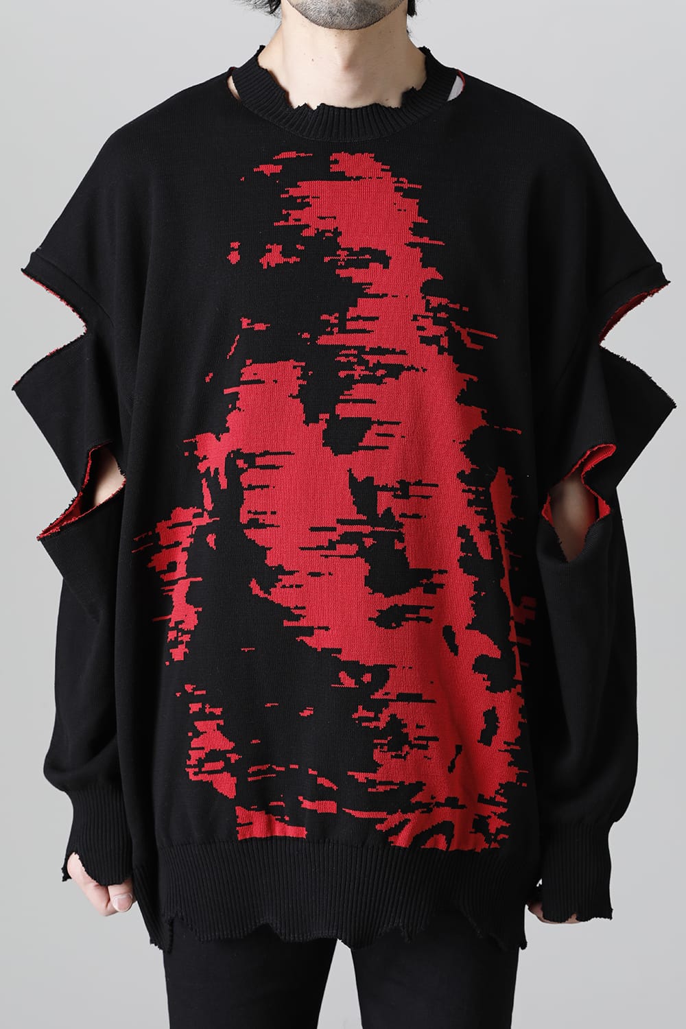 ルーズフィット クルーネックスウェット ジョセフザボ ブラック レッド