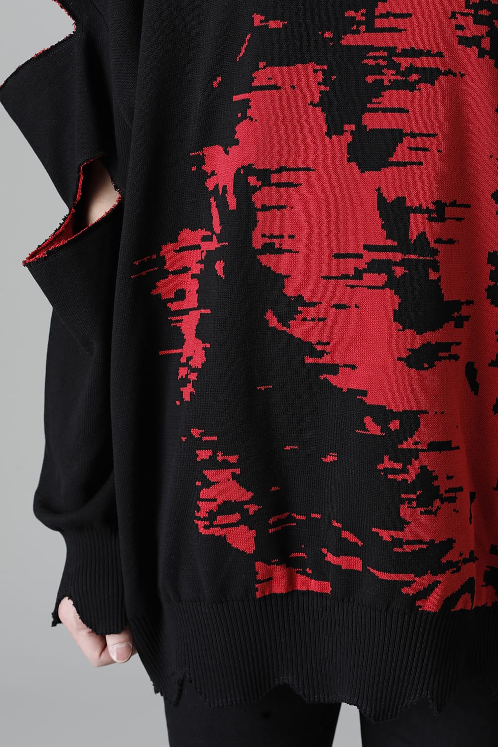 ルーズフィット クルーネックスウェット ジョセフザボ ブラック レッド