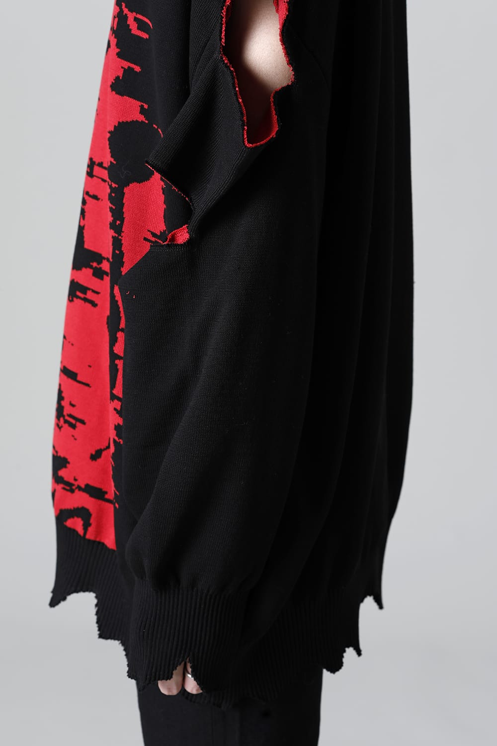 ルーズフィット クルーネックスウェット ジョセフザボ ブラック レッド