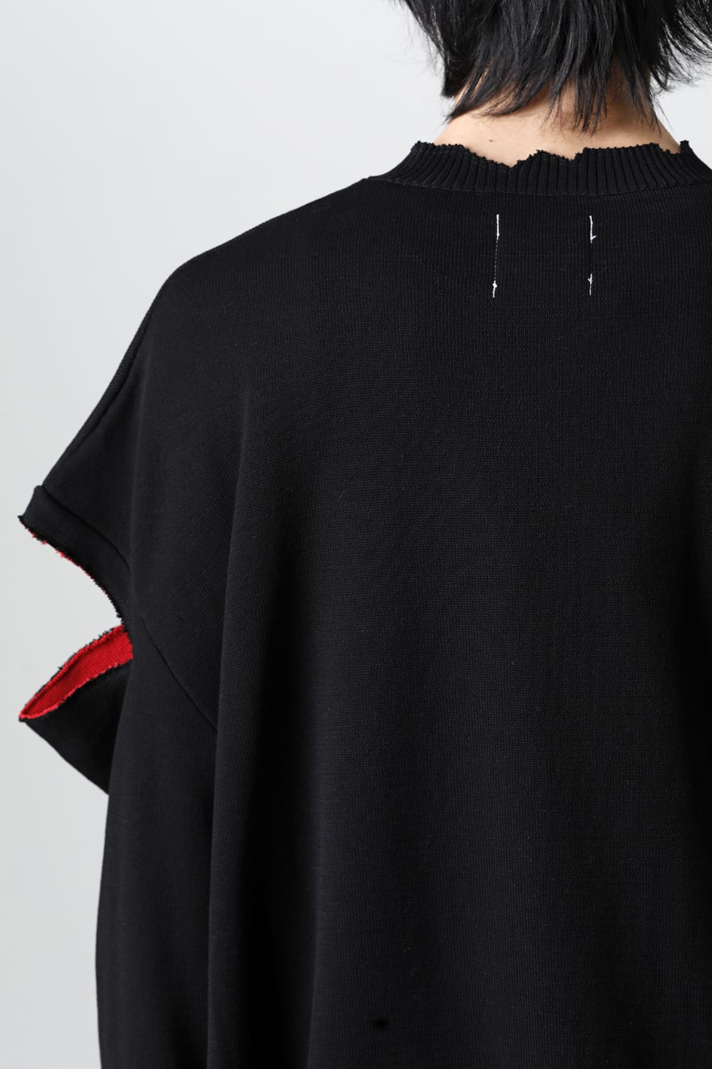 ルーズフィット クルーネックスウェット ジョセフザボ ブラック レッド