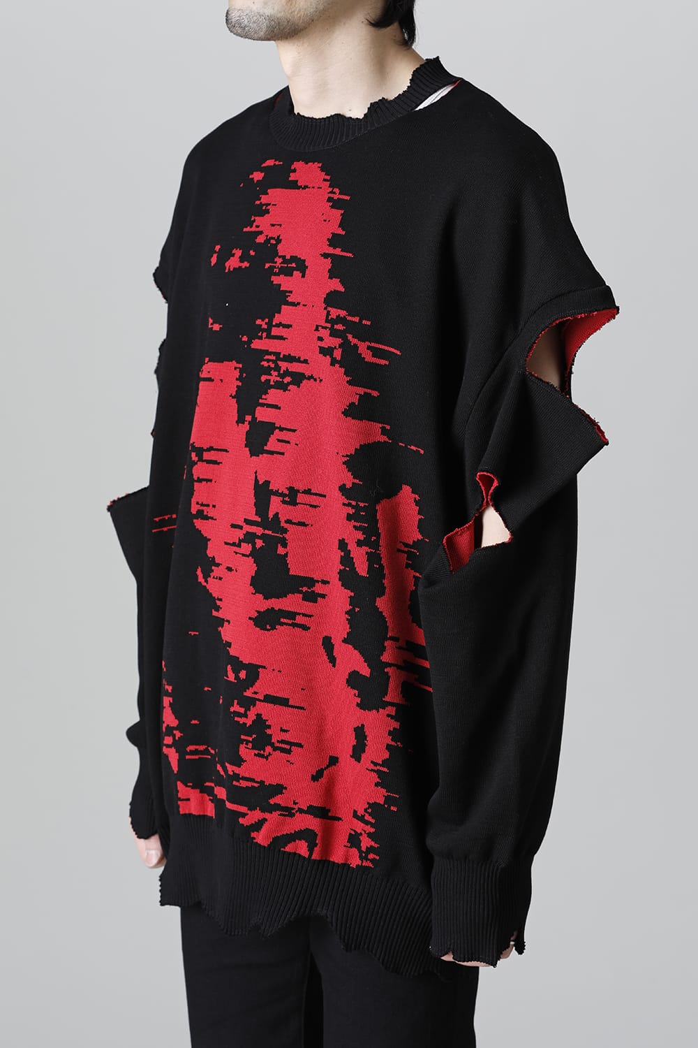 ルーズフィット クルーネックスウェット ジョセフザボ ブラック レッド