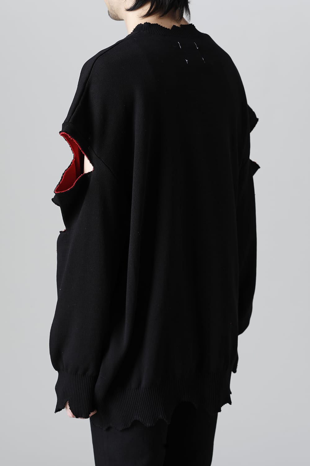 ルーズフィット クルーネックスウェット ジョセフザボ ブラック レッド