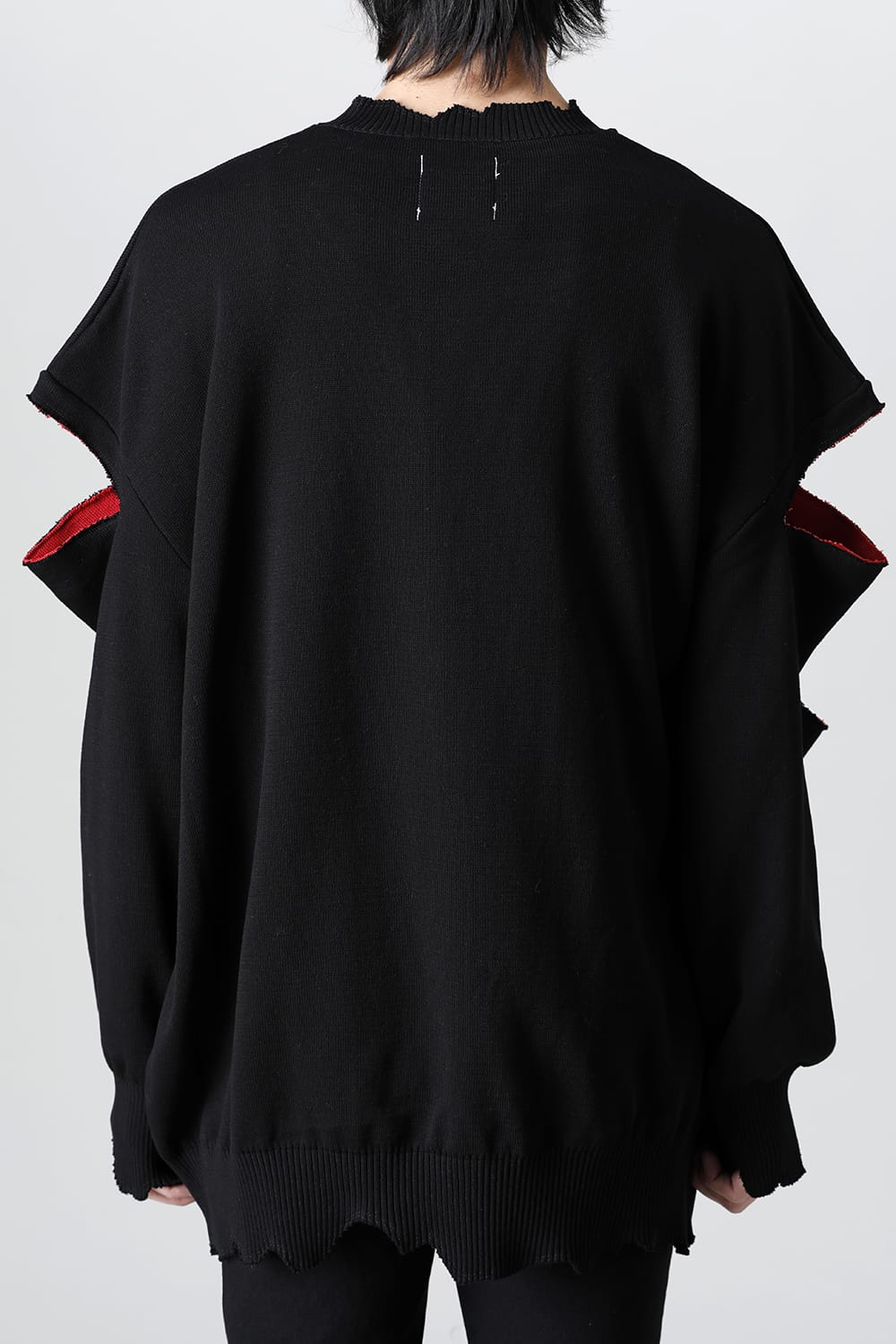 ルーズフィット クルーネックスウェット ジョセフザボ ブラック レッド