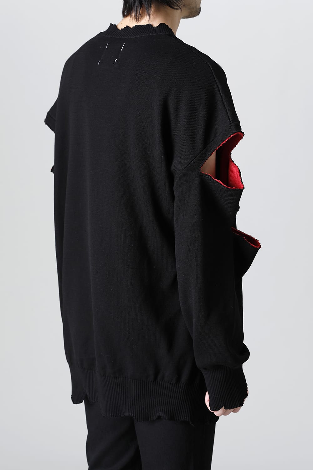 ルーズフィット クルーネックスウェット ジョセフザボ ブラック レッド