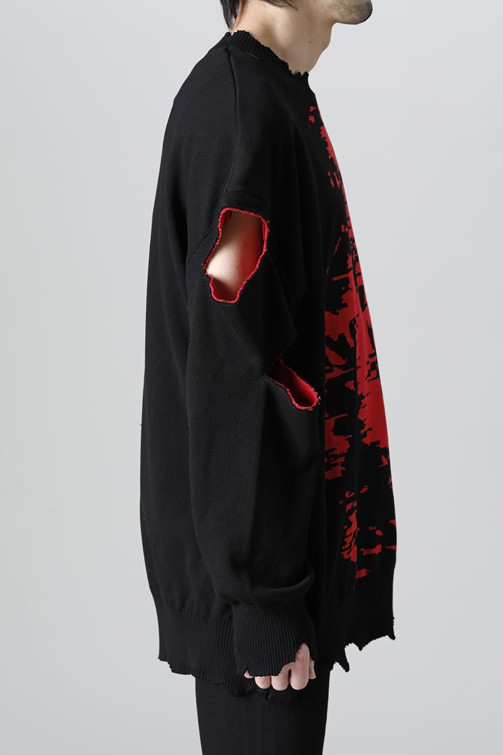 ルーズフィット クルーネックスウェット ジョセフザボ ブラック レッド