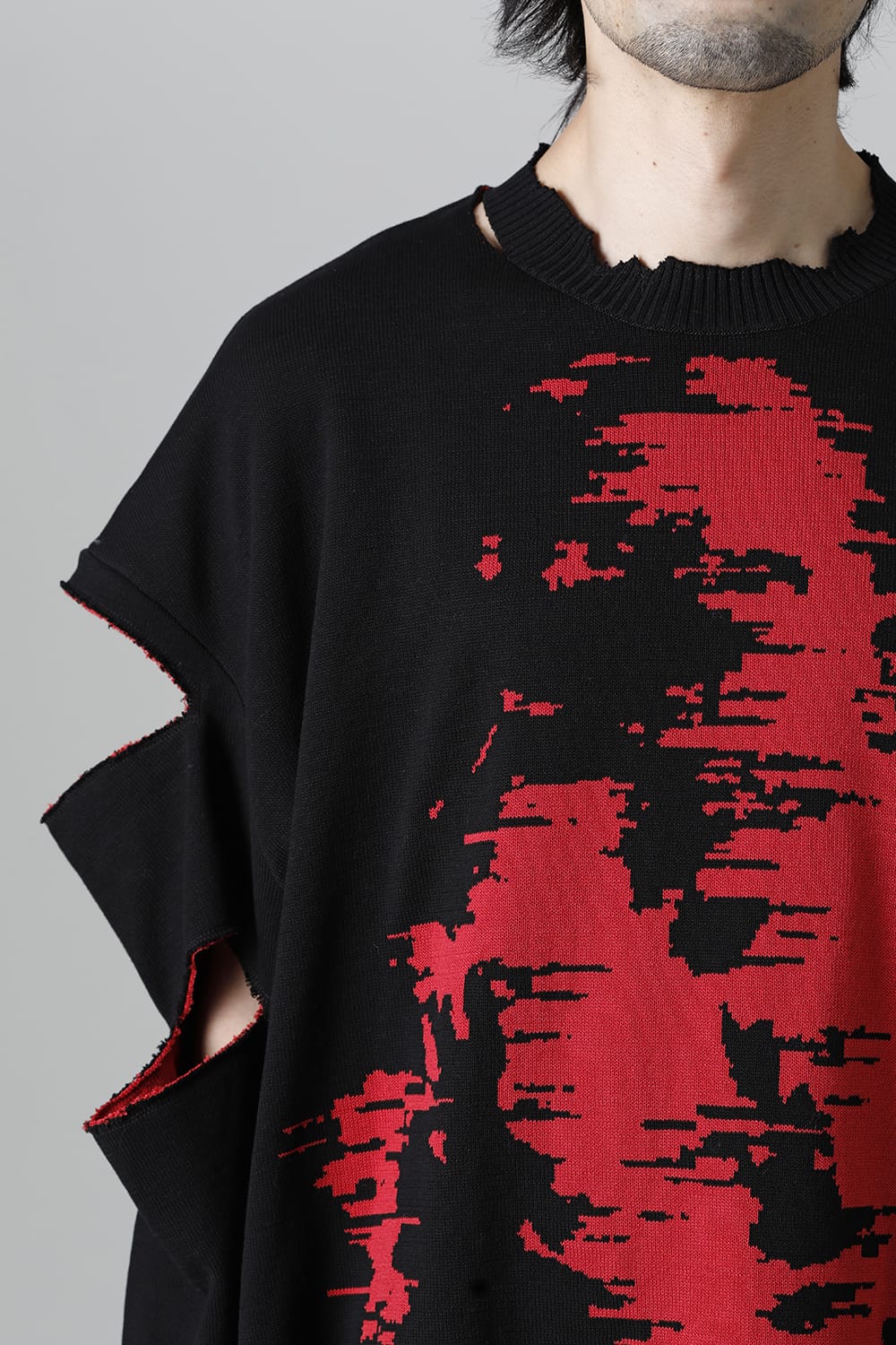 ルーズフィット クルーネックスウェット ジョセフザボ ブラック レッド