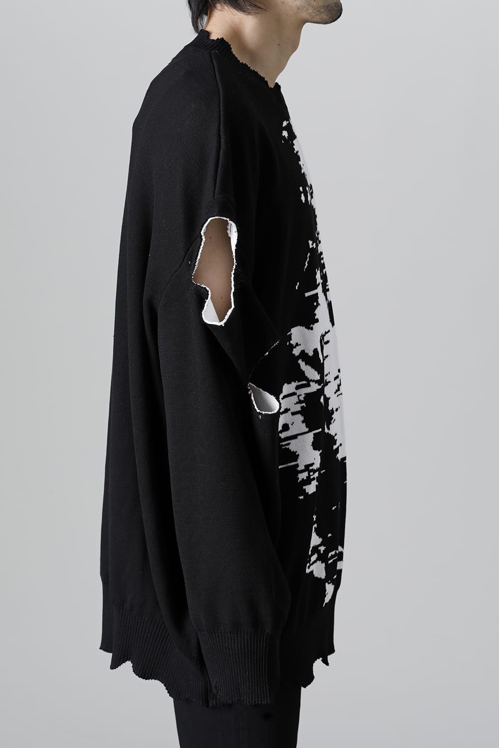 ルーズフィット クルーネックスウェット ジョセフザボ ブラック ホワイト