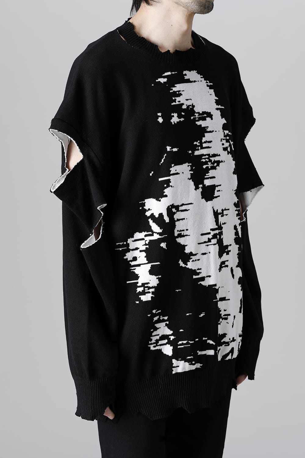 ルーズフィット クルーネックスウェット ジョセフザボ ブラック ホワイト