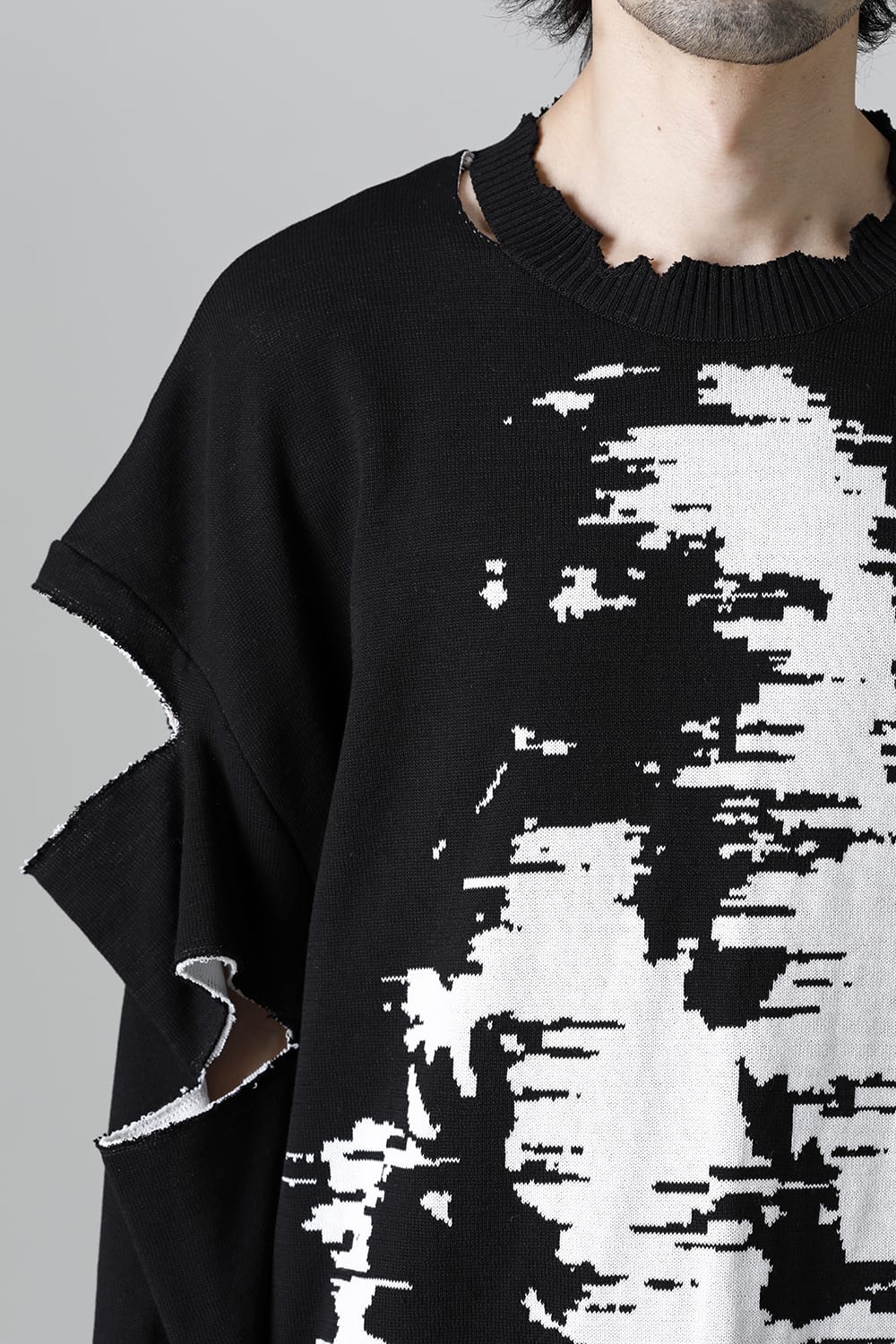 ルーズフィット クルーネックスウェット ジョセフザボ ブラック ホワイト