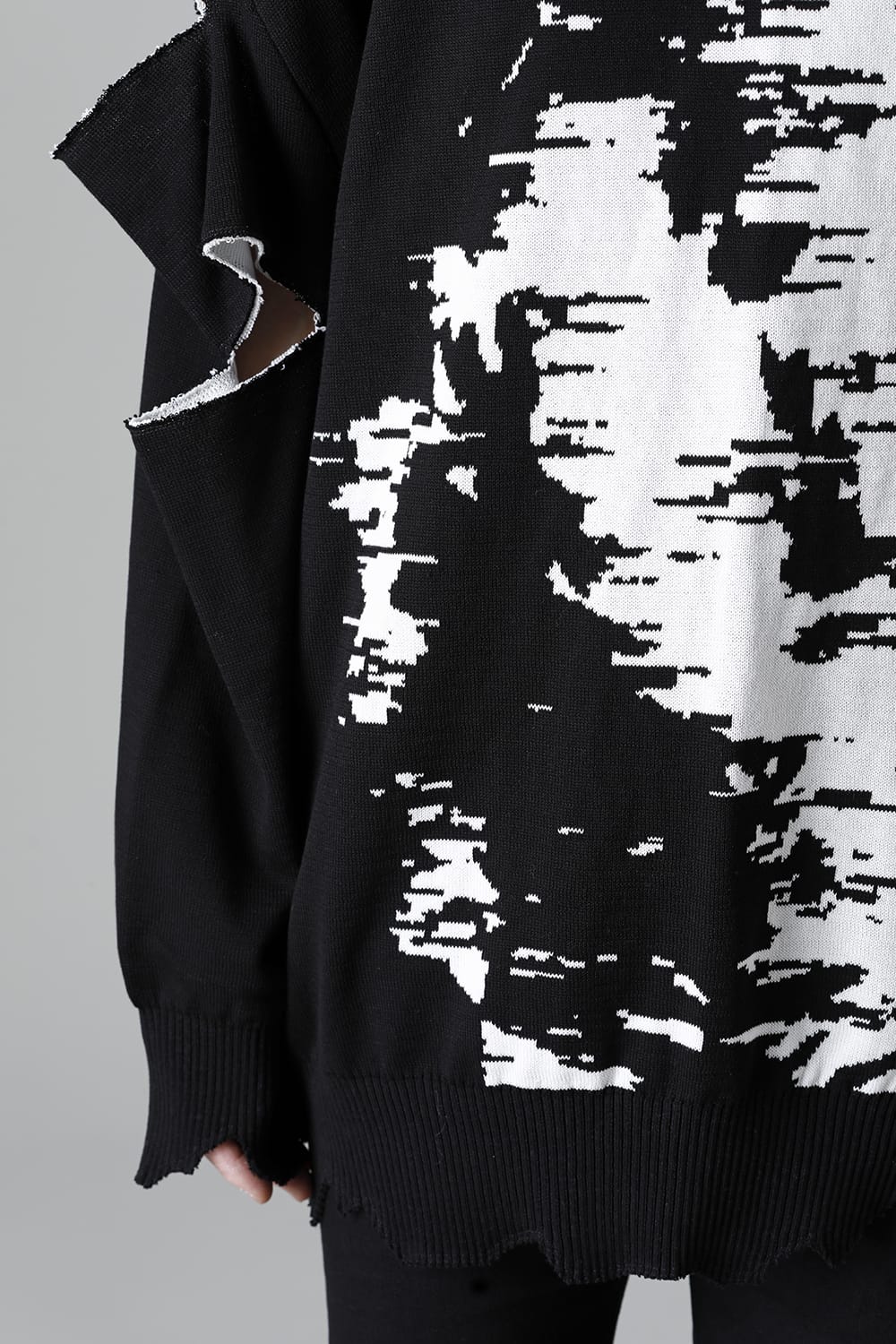 ルーズフィット クルーネックスウェット ジョセフザボ ブラック ホワイト