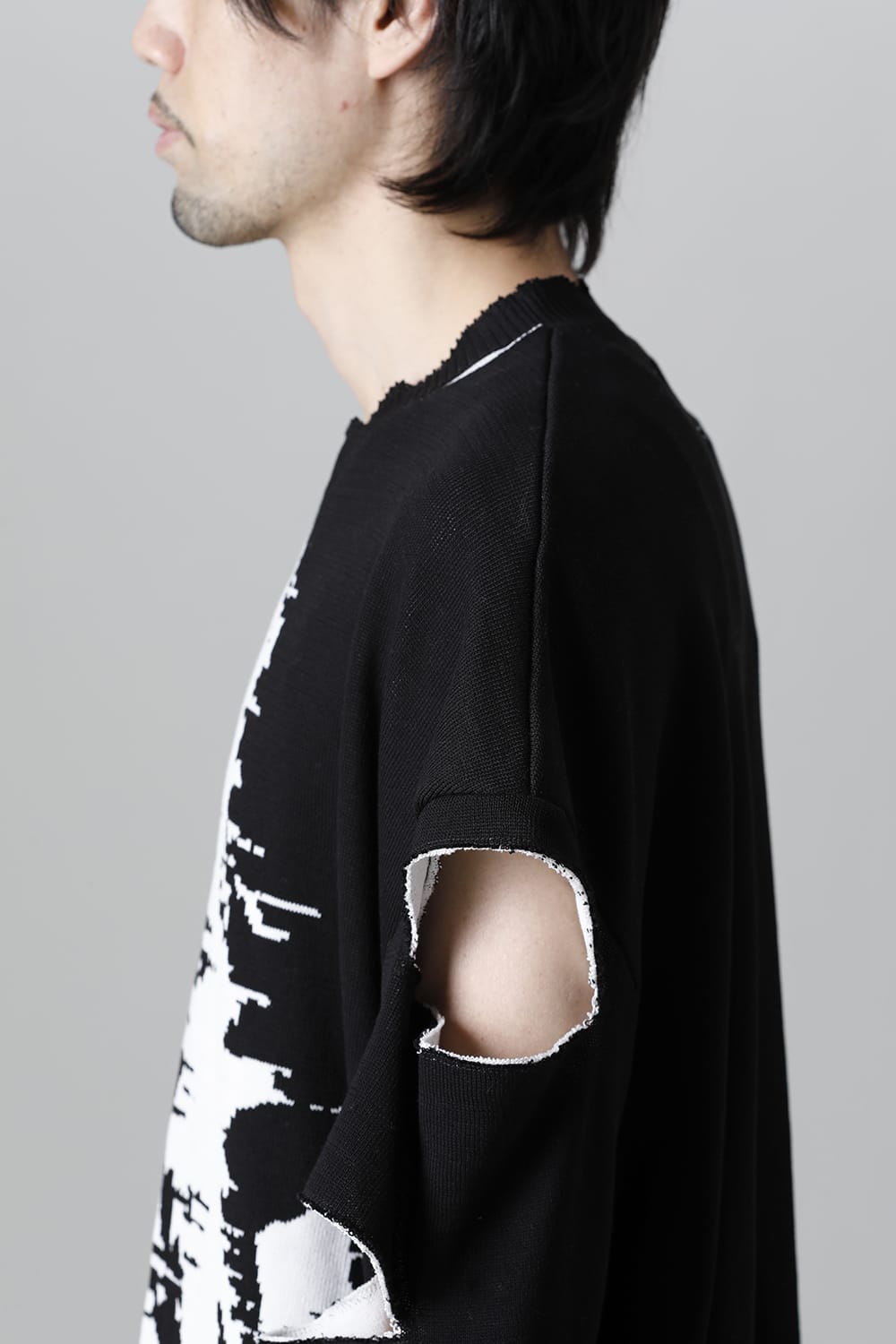 ルーズフィット クルーネックスウェット ジョセフザボ ブラック ホワイト