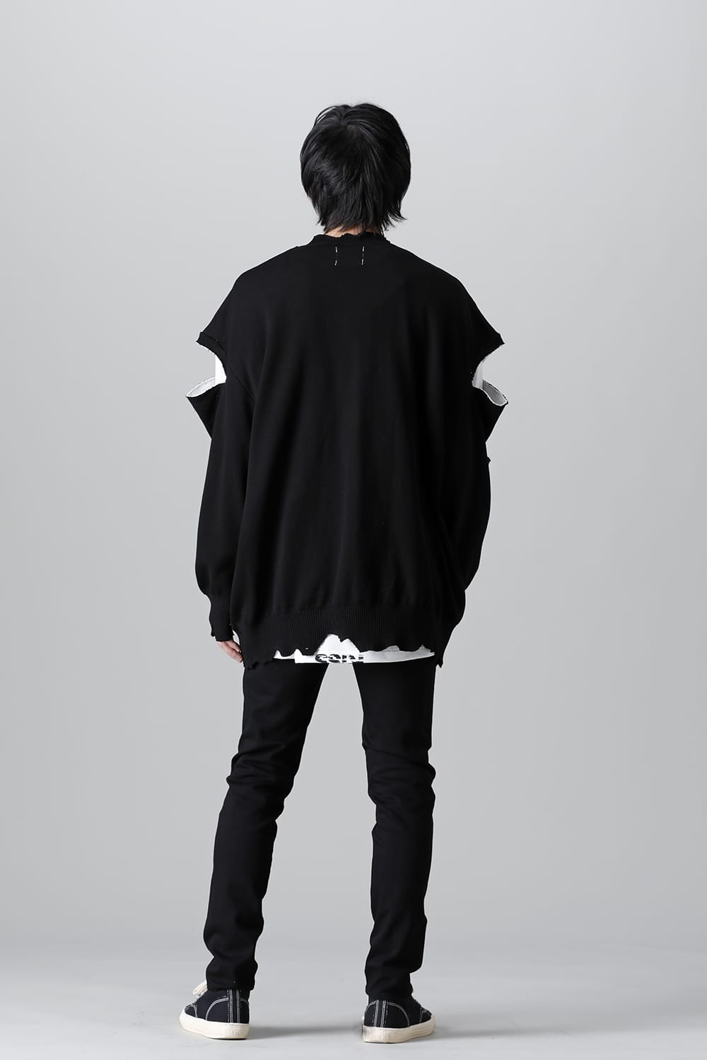 ルーズフィット クルーネックスウェット ジョセフザボ ブラック ホワイト