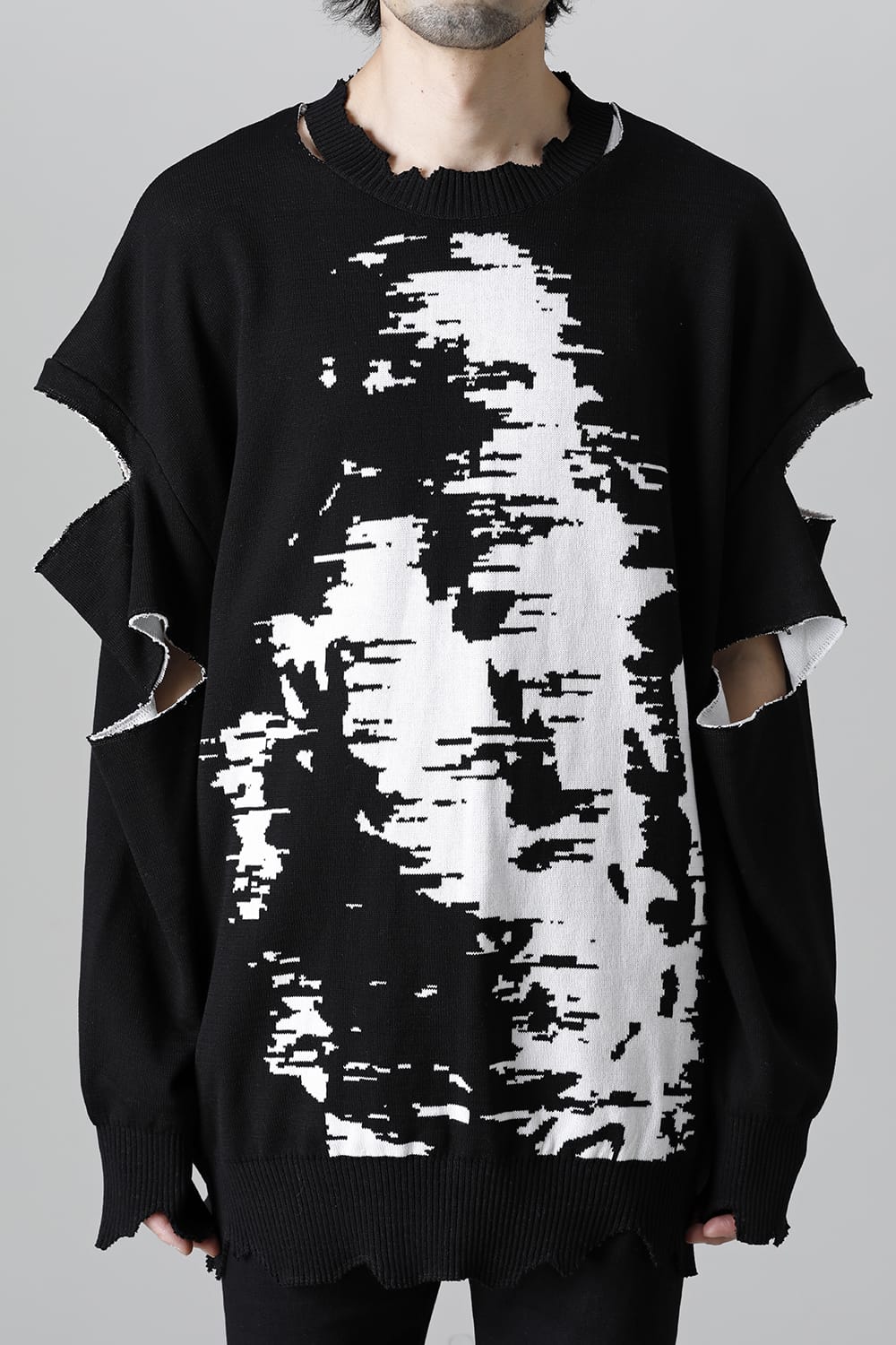 ルーズフィット クルーネックスウェット ジョセフザボ ブラック ホワイト