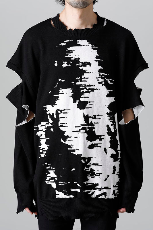 ルーズフィット クルーネックスウェット ジョセフザボ ブラック ホワイト