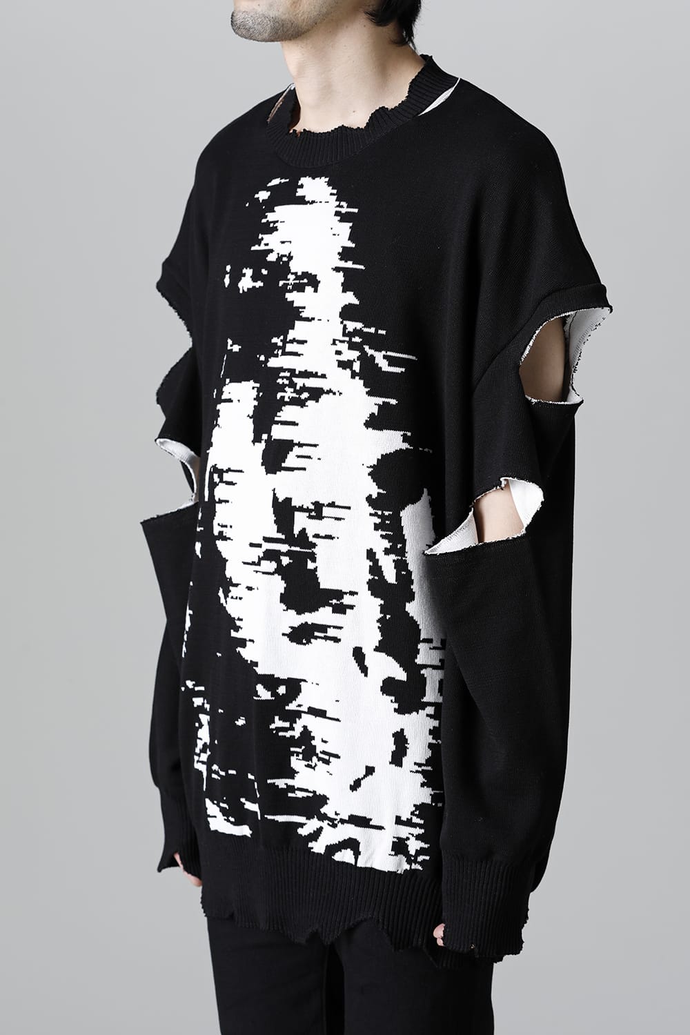 ルーズフィット クルーネックスウェット ジョセフザボ ブラック ホワイト