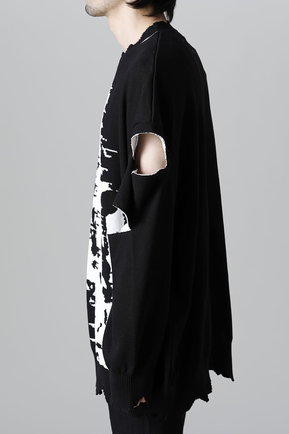 ルーズフィット クルーネックスウェット ジョセフザボ ブラック ホワイト