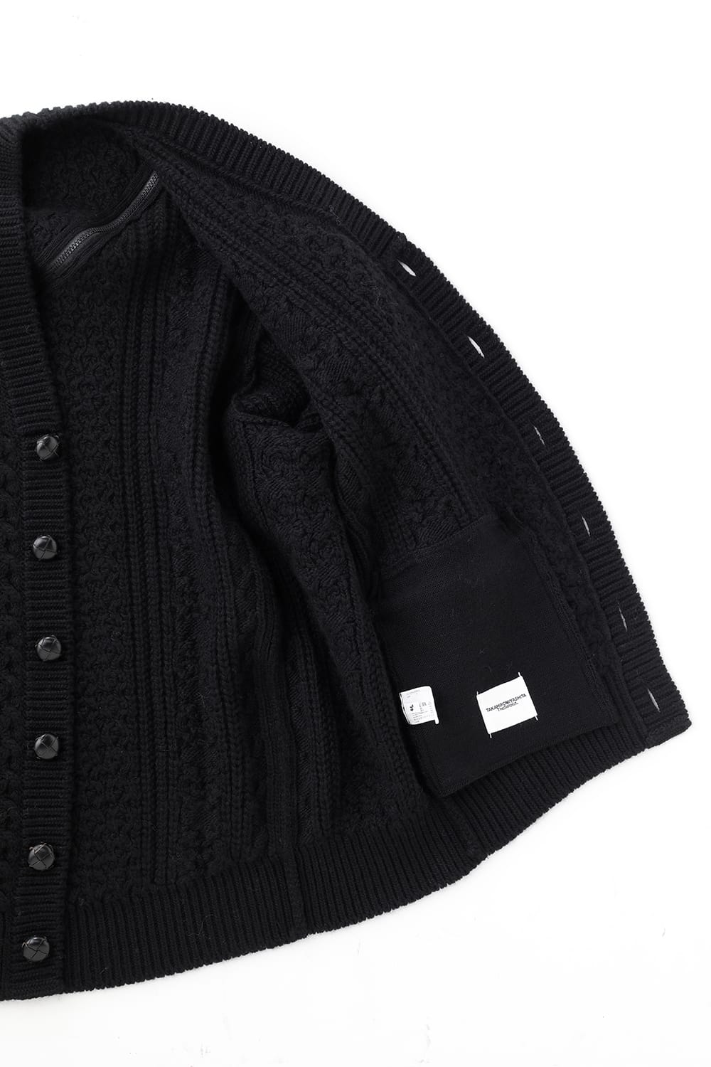 double zip balloon shaped aran pattern cardigan Black
