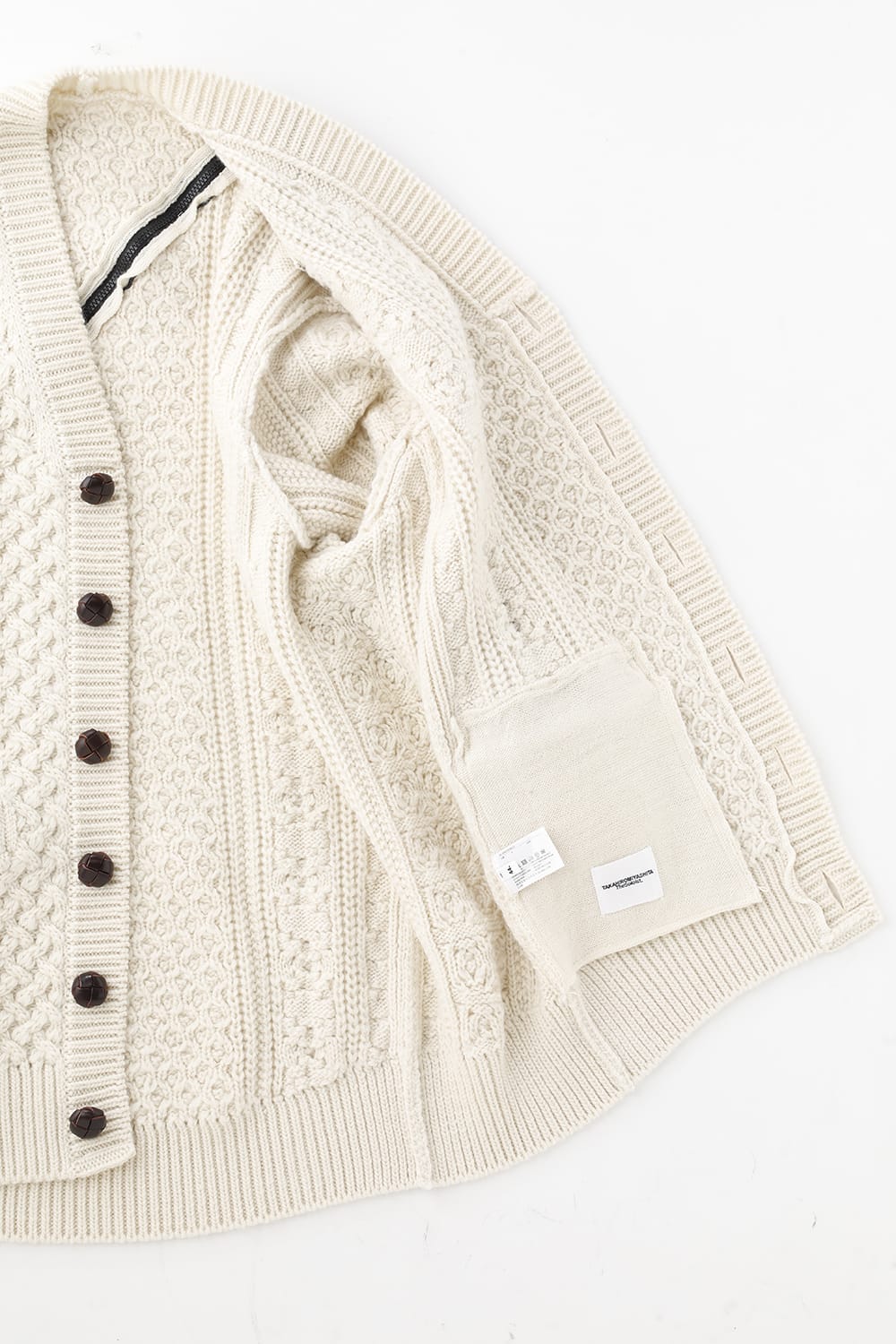 double zip balloon shaped aran pattern cardigan White