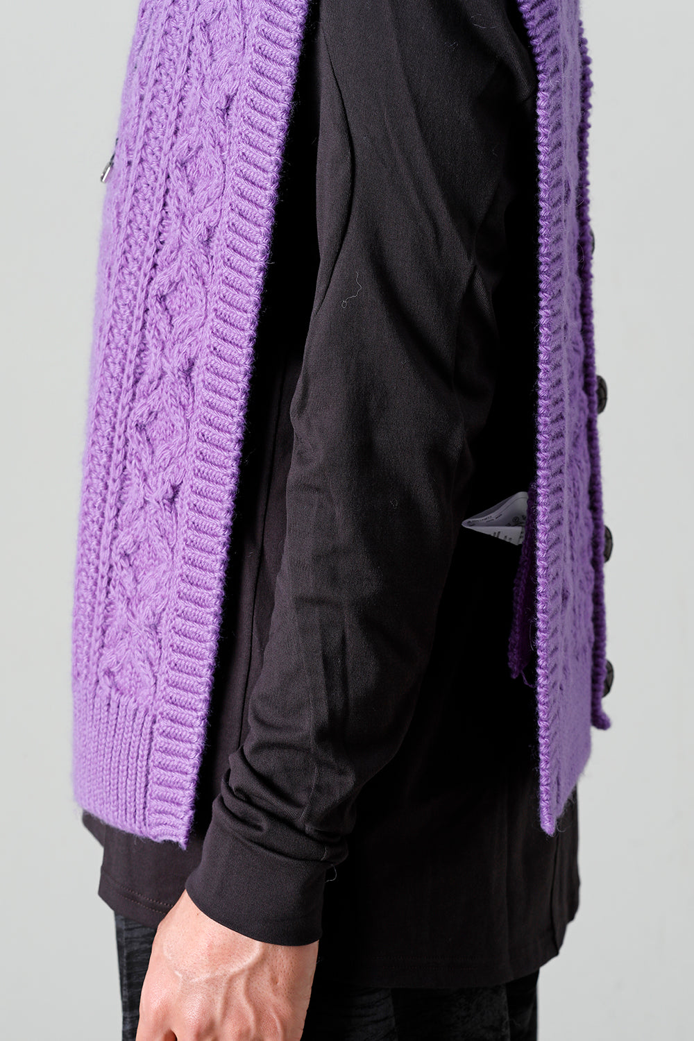 reverse double zip aran pattern vest Purple