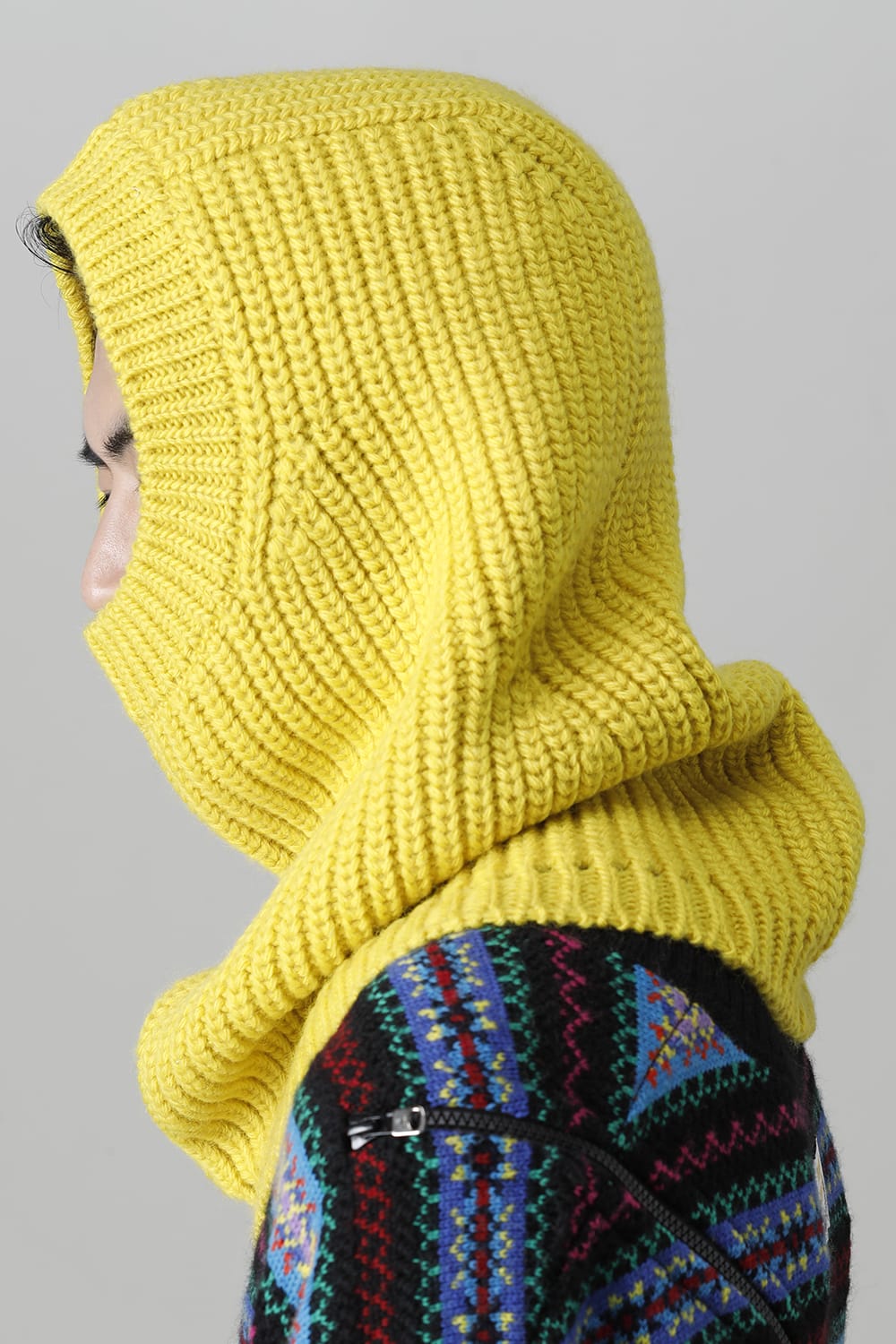 aran pattern balaclava Yellow