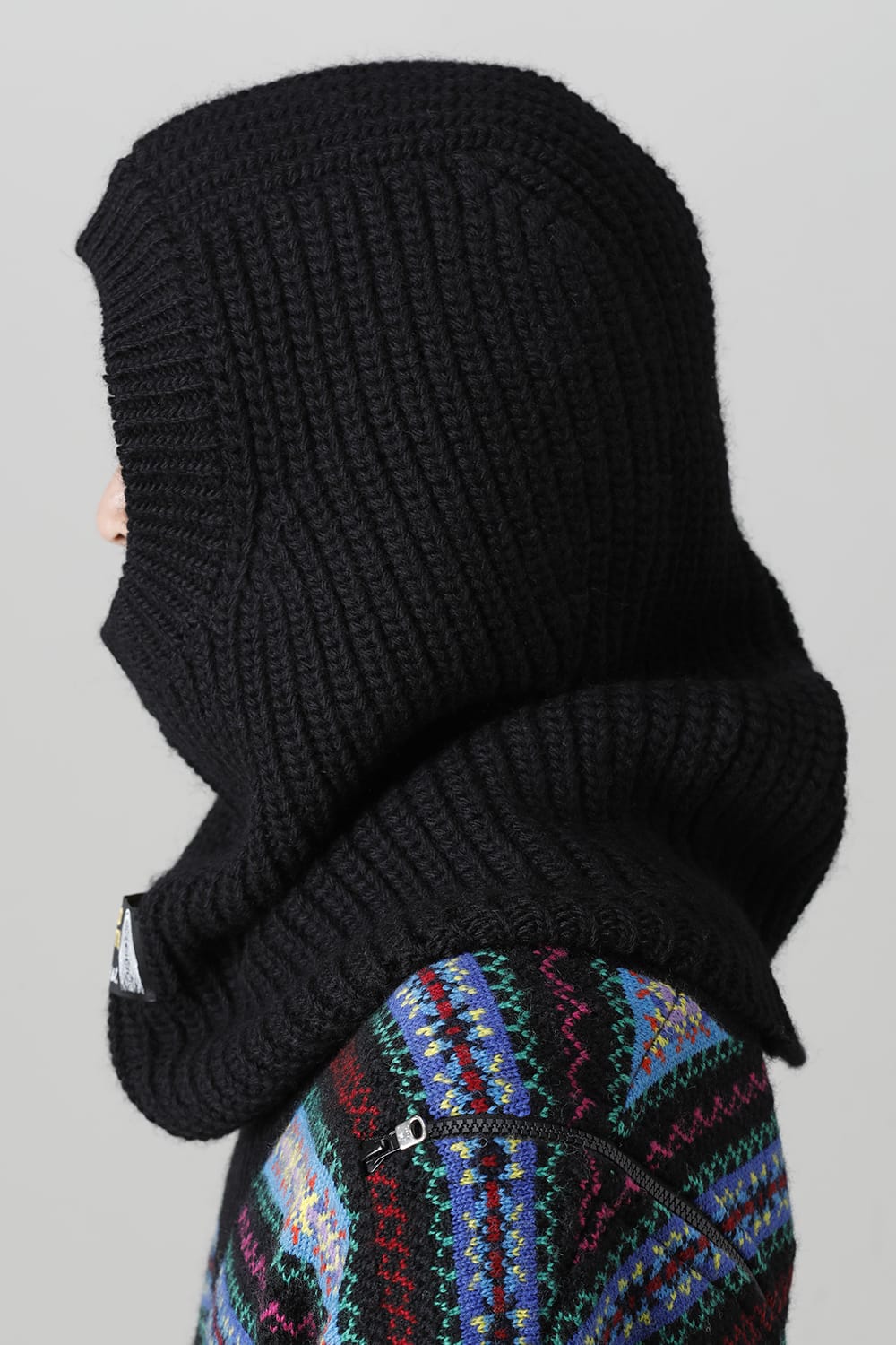 aran pattern balaclava Black