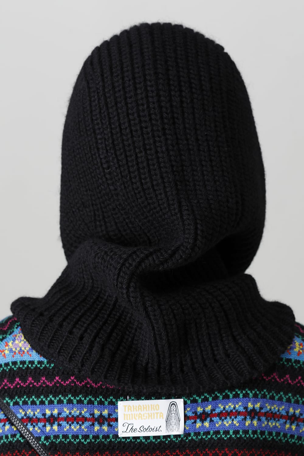 aran pattern balaclava Black