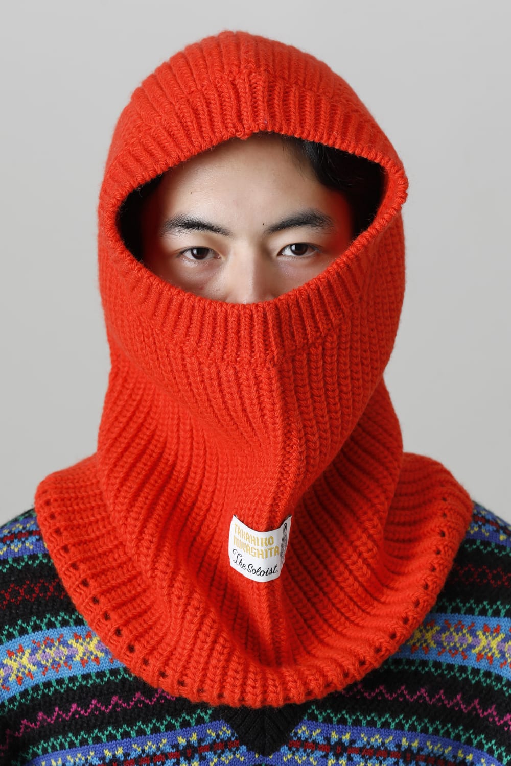 aran pattern balaclava Orange