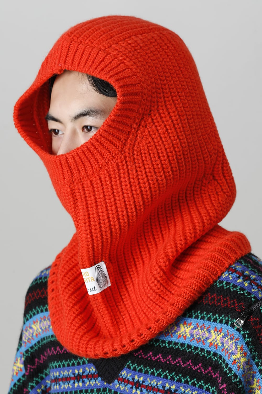 aran pattern balaclava Orange