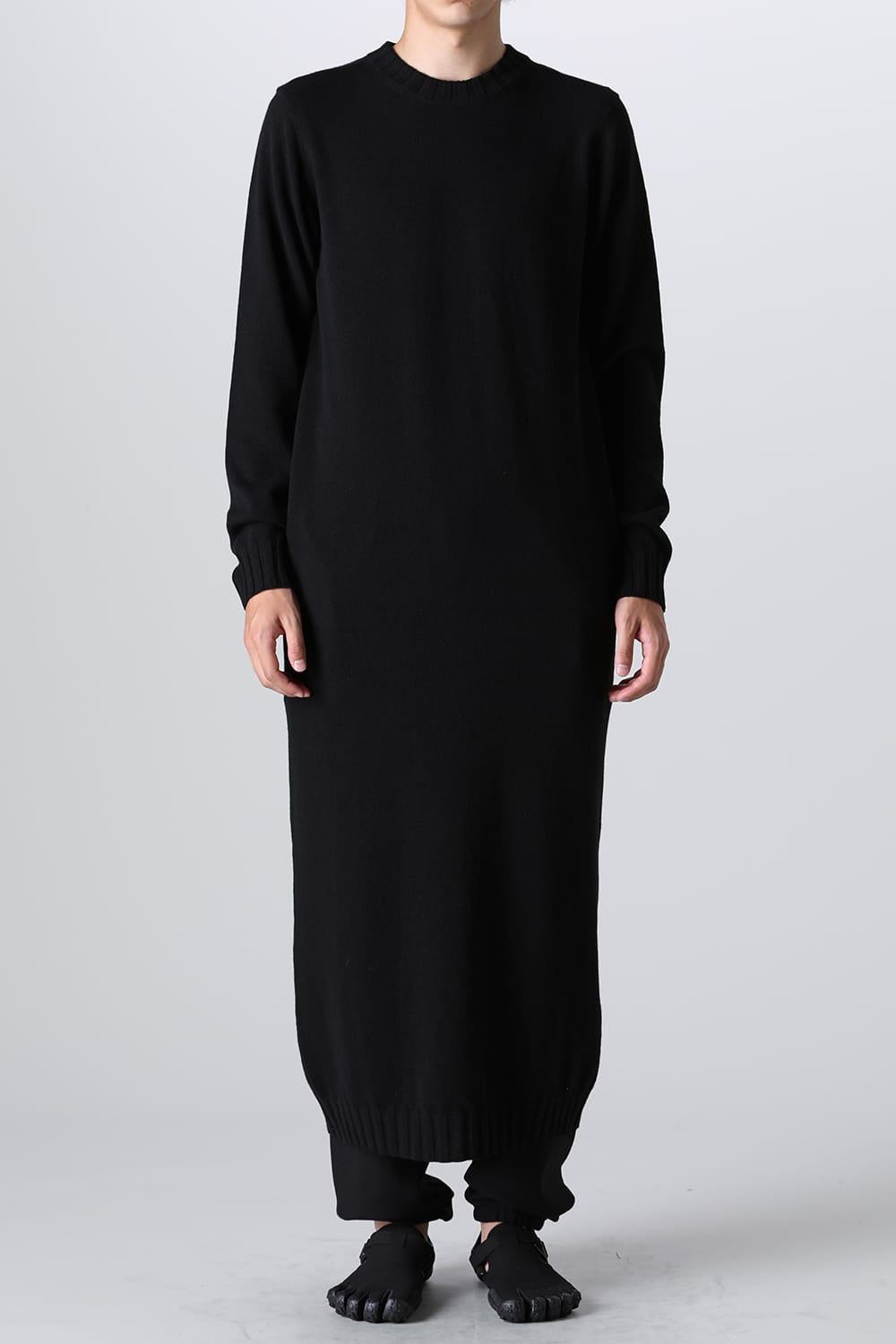 lambs wool maxi crewneck sweater.