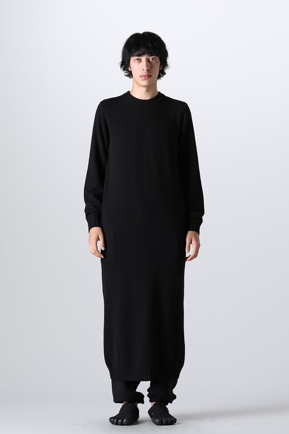 lambs wool maxi crewneck sweater.