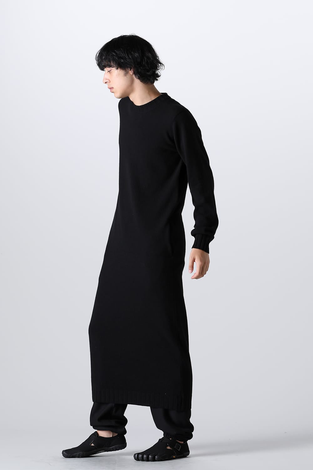 lambs wool maxi crewneck sweater.